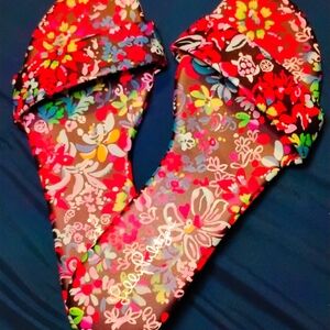 Lilly Pulitzer Red Sandals with Floral Design